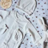 Ensemble naissance blanc 3 pièces en 100% coton, personnalisable