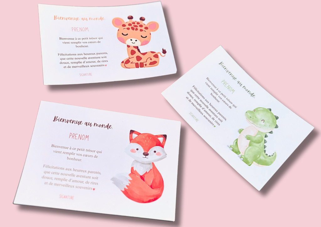 cartes félicitations pour Coffrets naissance et cadeaux personnalisés